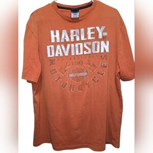 Harley Davidson Motorcycle Mens Orange Georgia Faded Large‎ Shirt